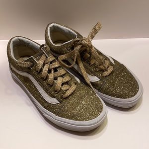 Glittery gold Vans old school shoes Womans 5 kids3